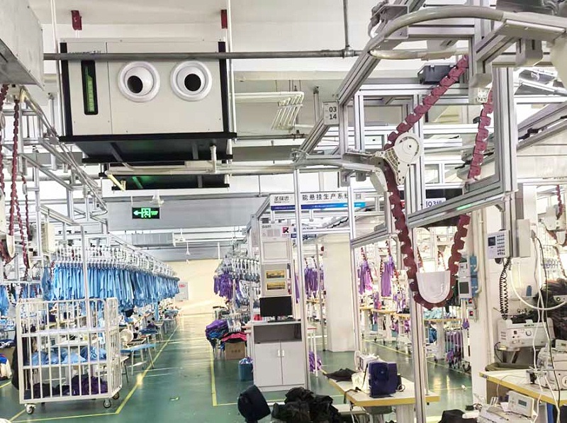 星科蒸發冷空調-吊掛射流空調機組，應用服裝廠制冷降溫