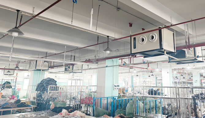 車間降溫最佳方案，應(yīng)用蒸發(fā)冷省電空調(diào)-臥式射流空調(diào)