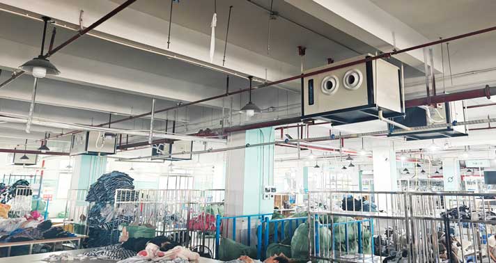 江蘇鹽城廠房降溫，應(yīng)用蒸發(fā)冷省電空調(diào)-（掛式）臥式射流空調(diào)